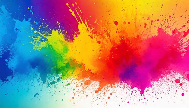 colorful rainbow holi paint color powder explosion isolated white wide panorama background