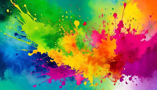colorful rainbow holi paint color powder explosion isolated white wide panorama background