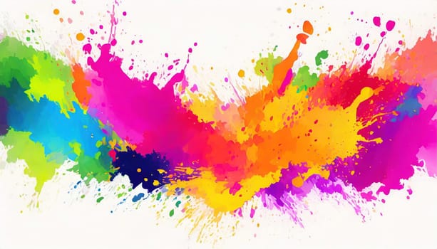 colorful rainbow holi paint color powder explosion isolated white wide panorama background