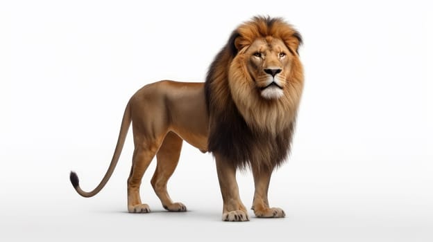 Beautiful male lion isolated on white background. artificial art