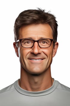 Attractive Portrait from young european Man with eye glasses isolated on white background. generative ai