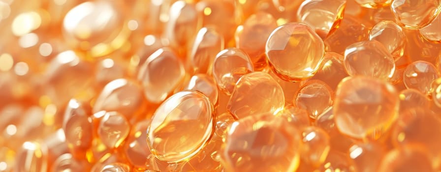 Panoramic Background with glass stones in colour of the year 2024 Peach Fuzz 13-1023 Pantone. generative ai