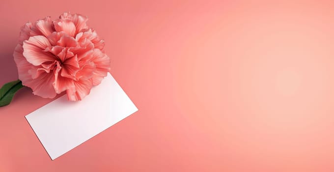 Panorama Greeting Card with beautiful Flower Blossom in Colours Peach Fuzz, Pantone 13-1023, Pantone Colour of the Year 2024. generative ai