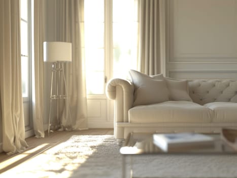 Sunlit elegance in modern living. Created using AI generated technology and image editing software.