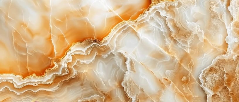 Panoramic shot of creamy marble with a network of soft white veins. This image showcases the smooth texture and classic appeal of marble