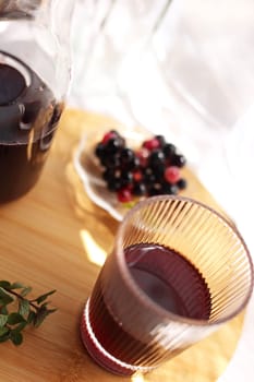 Grape juice poured into a stylish glass
