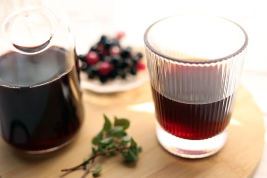 Grape juice poured into a stylish glass