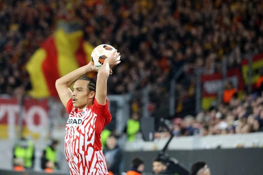 Kiliann Sildillia (SC Freiburg) throw-in during the Europa League - Qualification 1/8 Final,SC Freiburg vs RC Lens