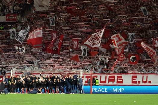 A picture for eternity,the Freiburg players celebrate with the fans the historic 3:2 victory against RC Lens after the match of the Football Europa League - Qualification 1/8 Final,SC Freiburg vs RC Lens