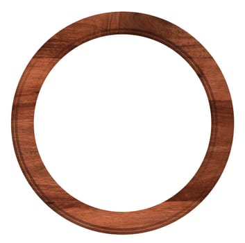 Empty oak round frame for photos and painting