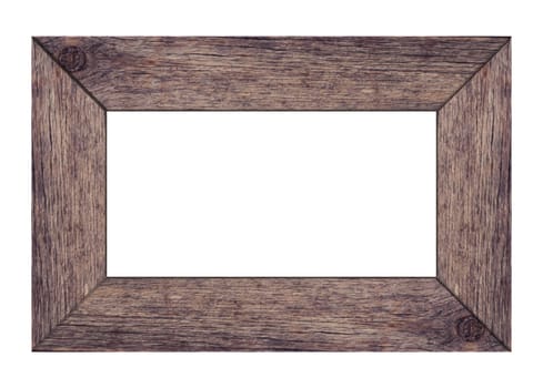 Old gray wooden frame for paintings and photos, 3D rendering illustration
