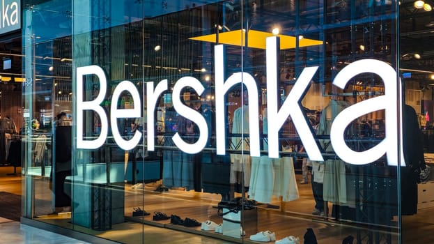 POZNAN, POL - FEB 16, 2024: Front entrance to Bershka store in Poznan shopping mall