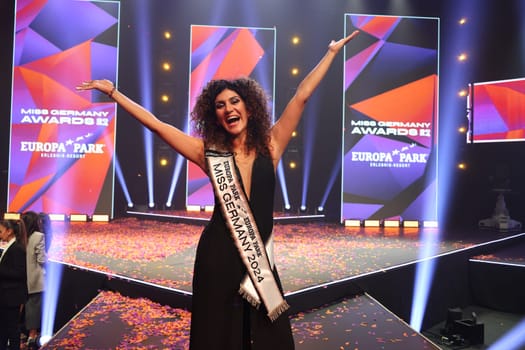 Apameh Schönauer (Berlin),39 years old,successful architect and activist for women's rights wins the election of the Miss Germany Award 2024 - Europapark Rust - The final at Europapark Rust - On Saturday,04 March 2023,the title "Miss Germany"" was awarded for the 20th time in Europapark. 900 guests attended the proclamation at the DOME,and more than 100 media representatives from the press,radio and television were accredited."