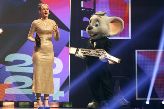 Kira Geiss,Miss Germany 2023 with the Euromaus at the selection of the new Miss Germany,Apameh Schönauer (Berlin) at the Miss Germany Awards 2024 - Europapark Rust - The final at Europapark Rust - On Saturday,24 February 2024,the title "Miss Germany"" was awarded for the 22nd time at Europapark. 100 guests attended the proclamation at the DOME,and more than 100 media representatives from the press,radio and television were accredited."