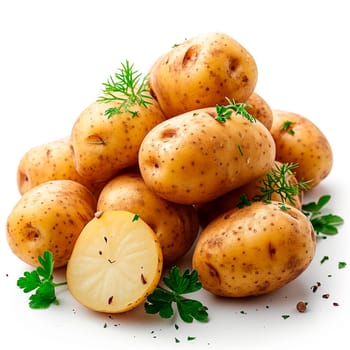 Potato vegetable on white isolated background AI generated image