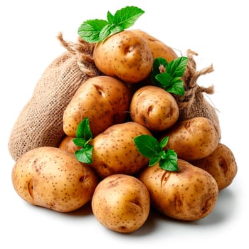 Potato vegetable on white isolated background AI generated image
