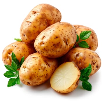 Potato vegetable on white isolated background AI generated image