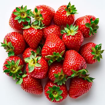 Fresh juicy strawberries on a white background AI generated image