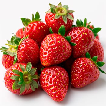 Fresh juicy strawberries on a white background AI generated image