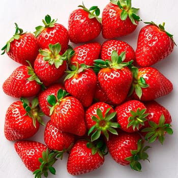 Fresh juicy strawberries on a white background AI generated image