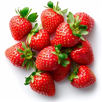 Fresh juicy strawberries on a white background AI generated image