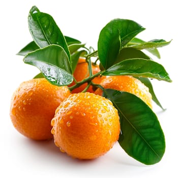 Clementines, citrus fruits on white isolated background AI generated image