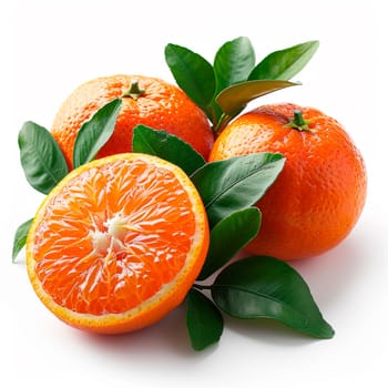 Clementines, citrus fruits on white isolated background AI generated image
