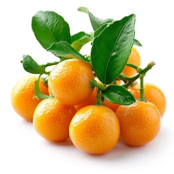 Clementines, citrus fruits on white isolated background AI generated image