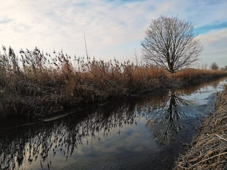 small canal in Brandenburg countryside, Germany