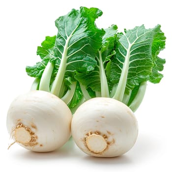 Kohlrabi vegetable on white isolated background AI generated image