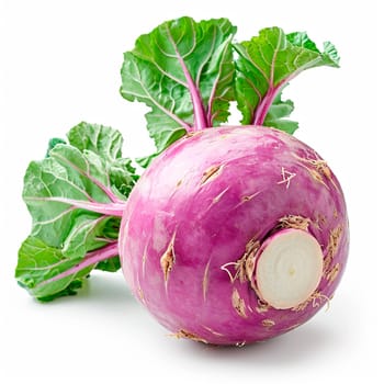 Kohlrabi vegetable on white isolated background AI generated image