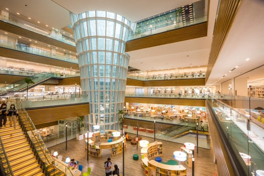 Taiwan 04 May 2023: Interior of Taoyuan Public Library in Taiwan