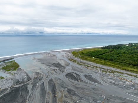 Top view of Hualien Liwu river estuary in Taiwan