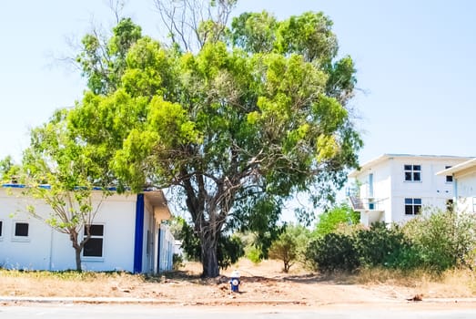 Abandoned US Air Force Base, Crete Island, Greece - June 10, 2015: Abandoned US Air Force Base Crete, Greece. Abandoned buildings and structures have fallen into disrepair and are destroyed.