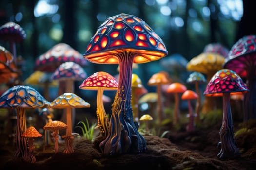 Eye-catching Decorative mushrooms. Nature fungi plant. Generate Ai