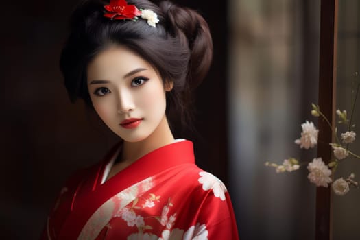 Japanese woman. Person female street photo shot. Generate Ai
