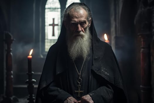 Priest old person church. Catholic bible. Generate Ai