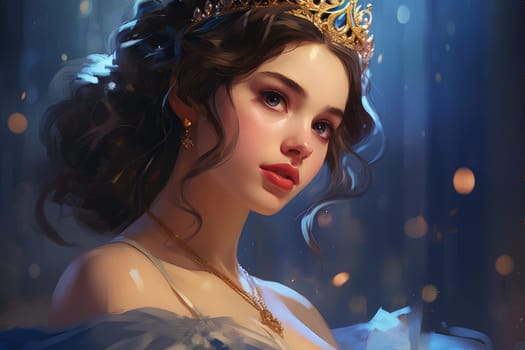 Princess head closeup. Royal story. Fictional person. Generate Ai