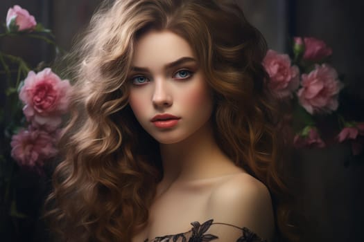 Attractive Pretty woman glowing skin model. Female sensual. Generate Ai