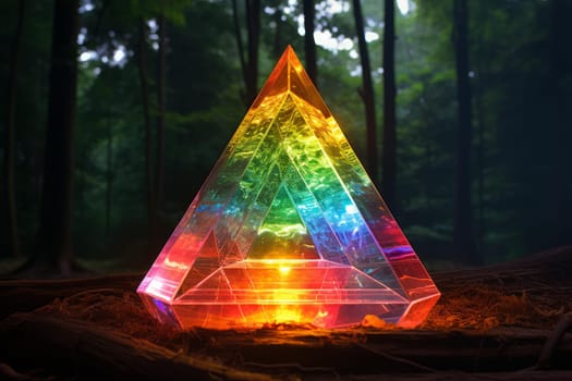 Rainbow prism lights illumination. Multicolored crystal vibrant reflection bright. Generate ai