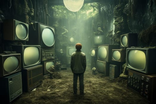 News male presenter channel. Live cable. Generate Ai