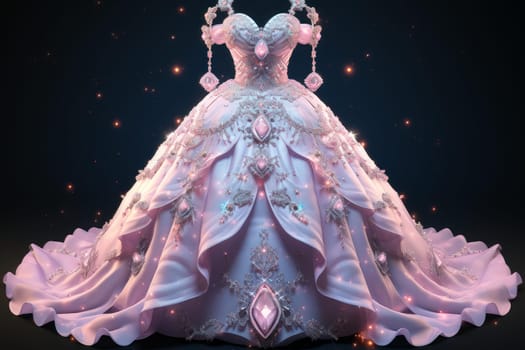 Princess outfit gems dress portrait. Gift clothing lady stones design. Generate Ai