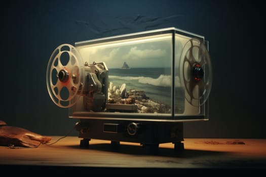 Video projector. Movie office modern. Generate Ai