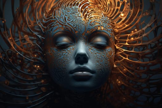 Fractal face. Science person art. Generate Ai