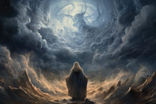 Prophet moses sea. Sun belief. Generate Ai