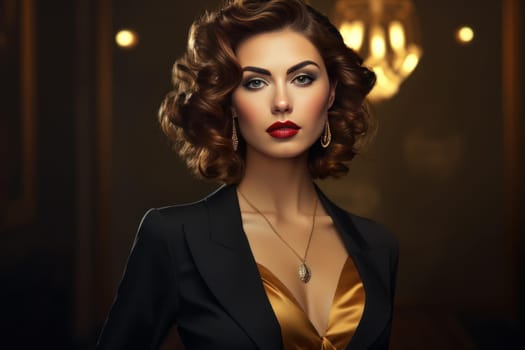 Fashion woman model. People makeup. Generate Ai