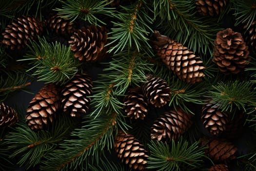 Spruce pine branches. Norway cone pine. Generate Ai