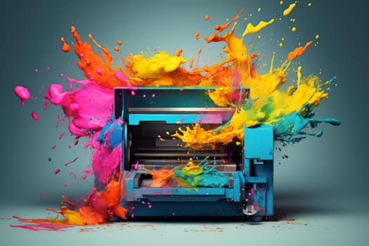 Printer color splashes. Art paper creative. Generate Ai