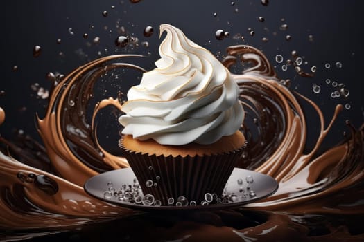 Puffs chocolate dessert food. Icing food. Generate Ai