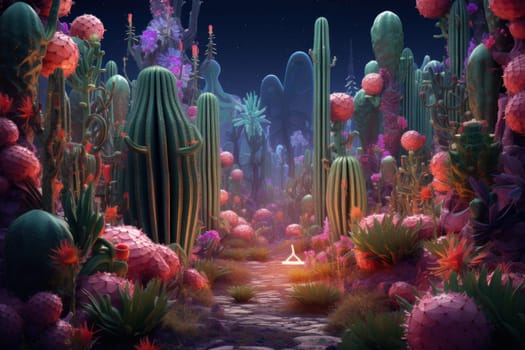 Surreal cactus. Plant art tropical. Generate Ai